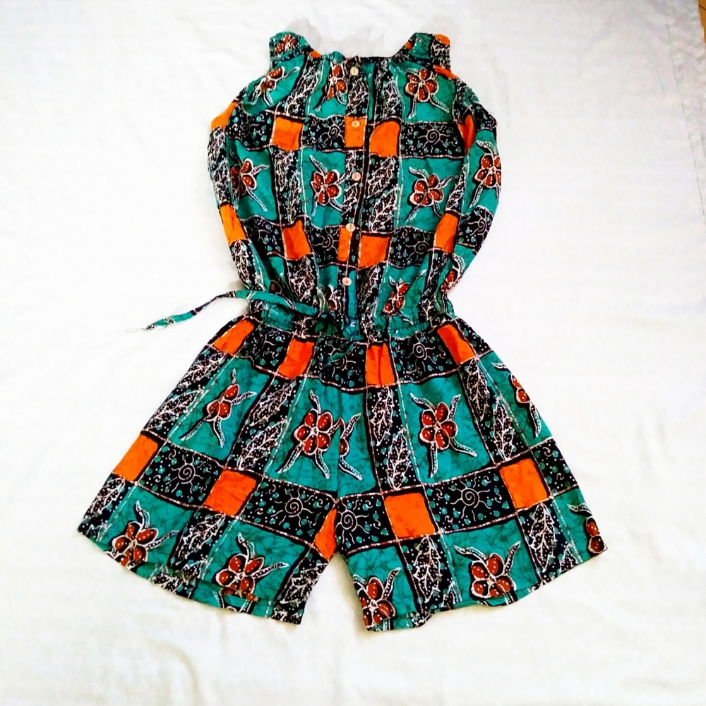 Batik Ajeng Teal Brown floral sleeveless R…